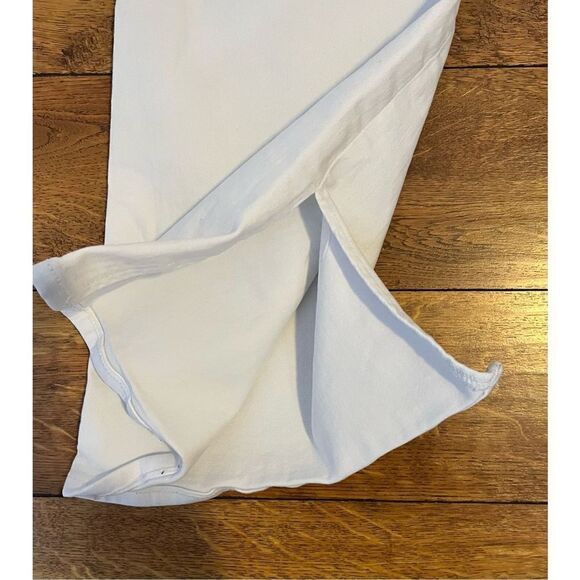 American Eagle Women's 14 Regular Stretch White Flared Leg Wide Jeans Slit - Picture 4 of 9